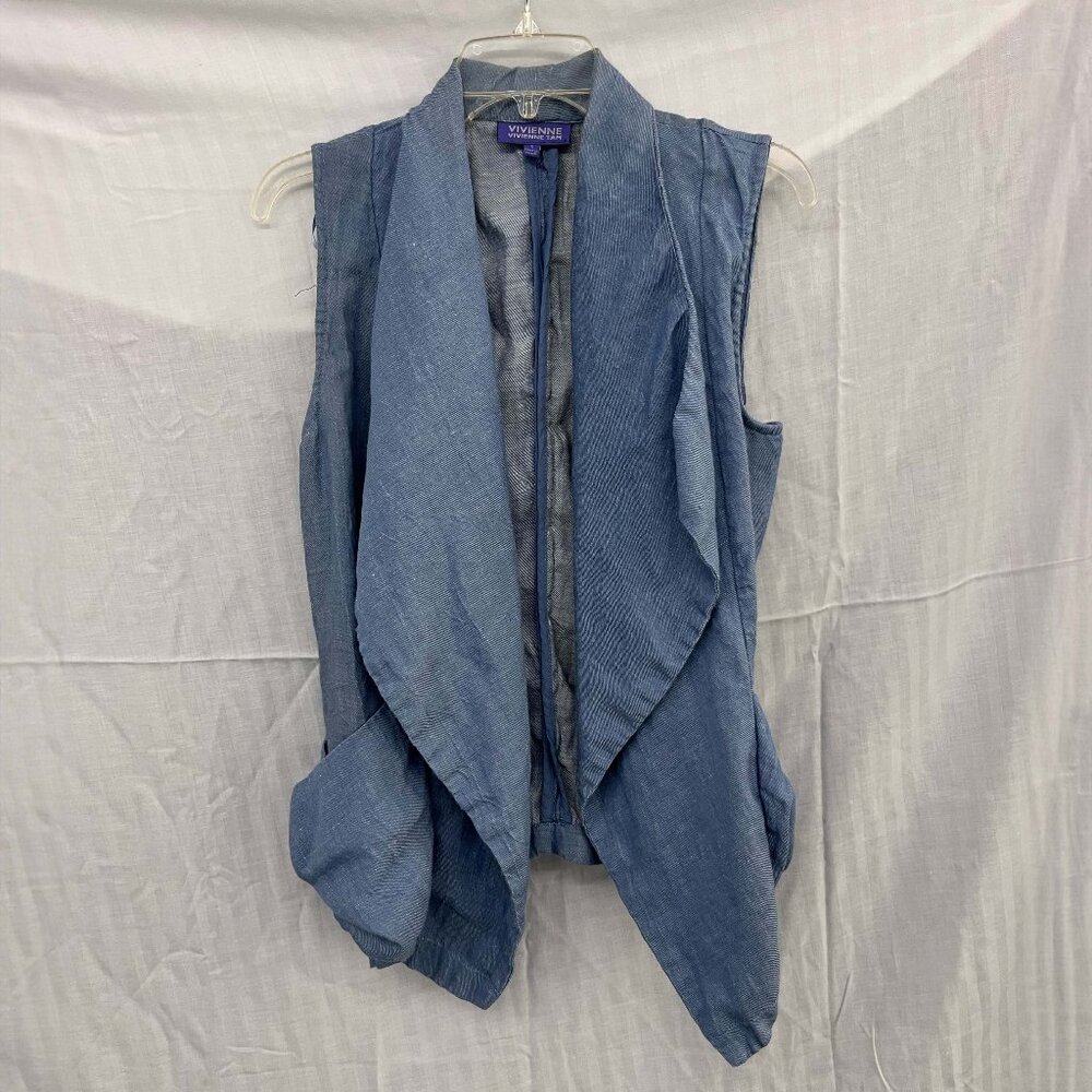 Vivienne Vivienne Tam Linen Waterfall Drape Vest, small